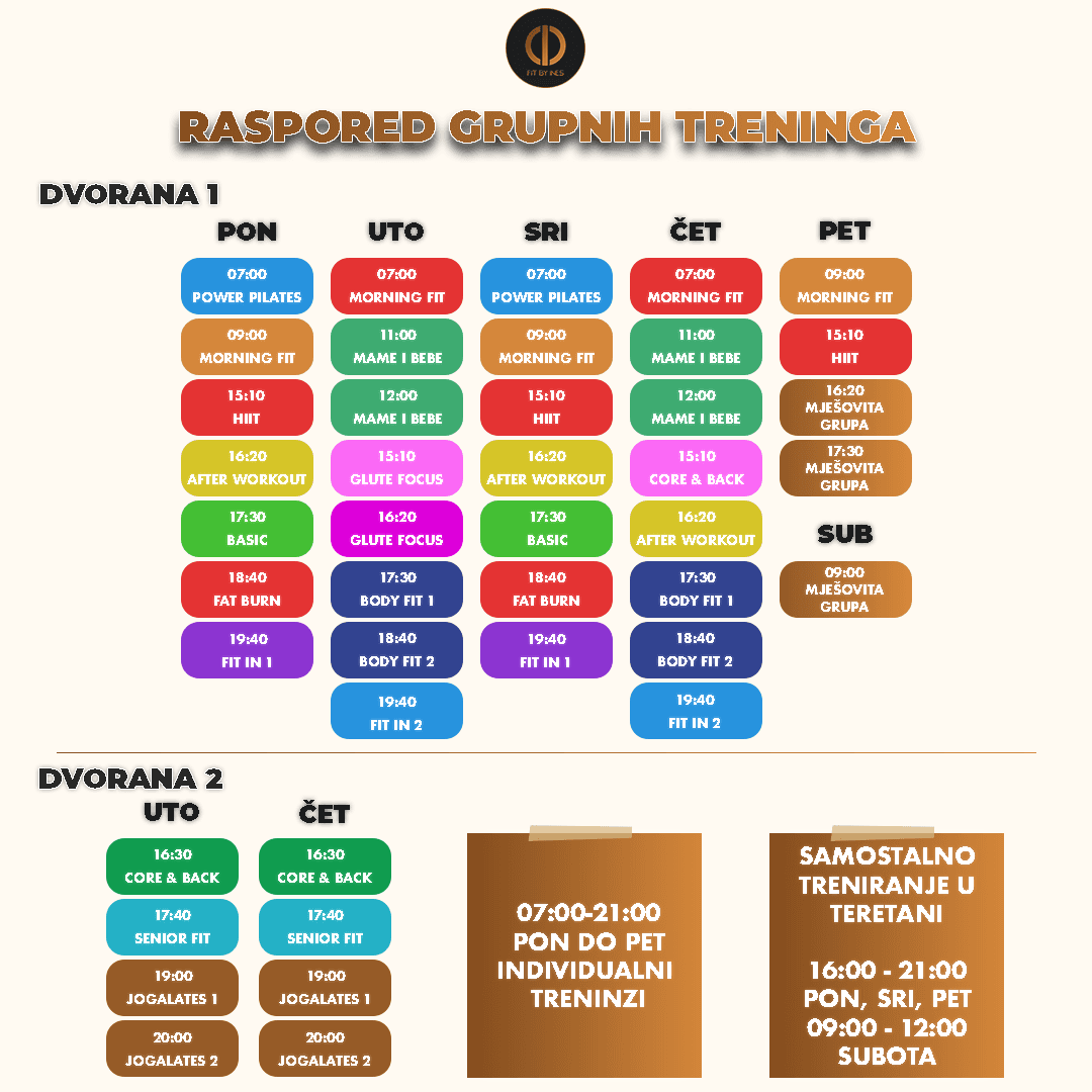 Raspored grupnih treninga